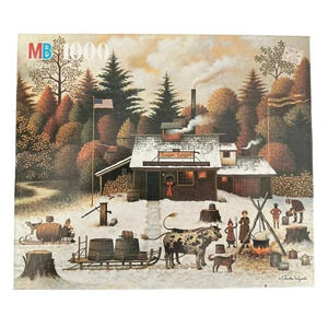 Vintage MB Charles Wysocki 1000 Pc Puzzle “The Vermont Rock Maple Treetappers